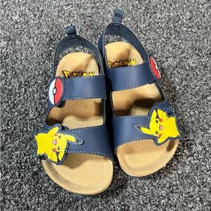 Kids Sandals - Navy Blue with Pikachu Design
